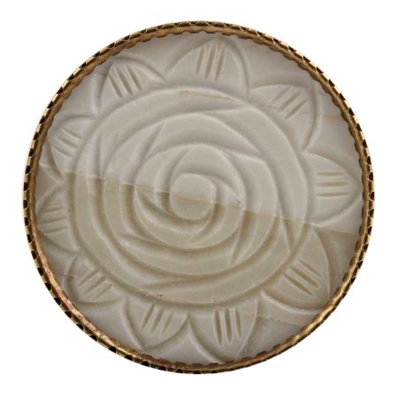 Cream Round Rose Bone and Metal Knob
